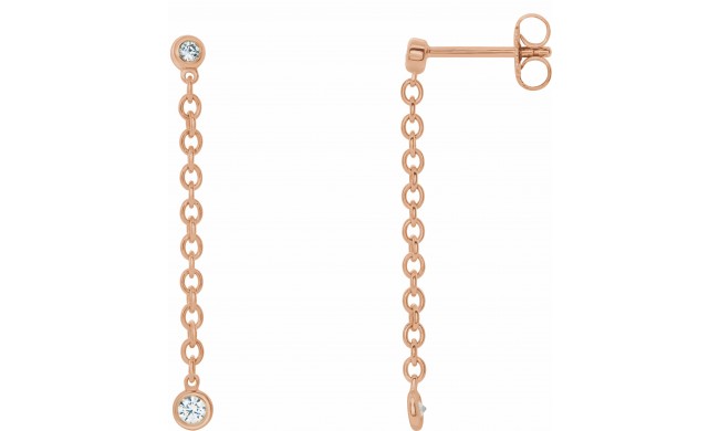 14K Rose 1/5 CTW Diamond Bezel Set Chain Earrings