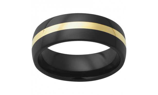 Black Diamond Ceramic Domed Band with 2mm 18K yellow gold Inlay