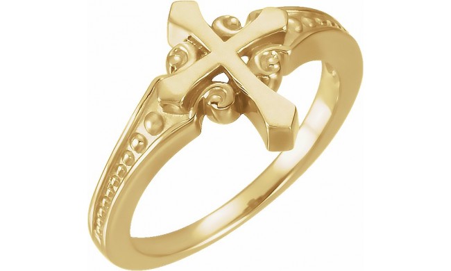 14K Yellow 13 mm Cross Ring