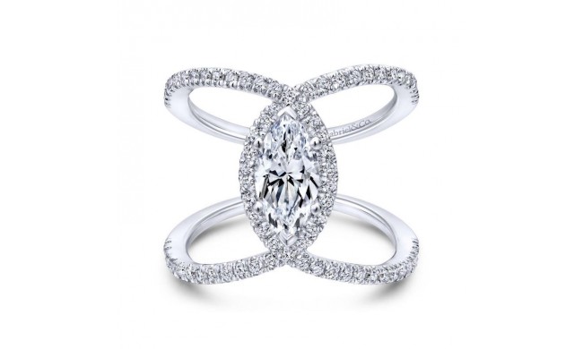 Gabriel & Co. 14k White Gold Nova Halo Engagement Ring