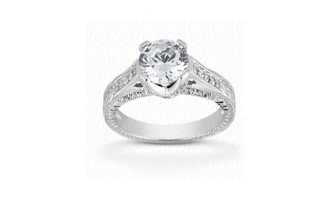 14k White Gold Diamond Semi-Mount Antique Engagement Ring