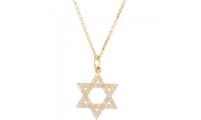 14K Yellow 1/5 CTW Diamond Star of David Necklace