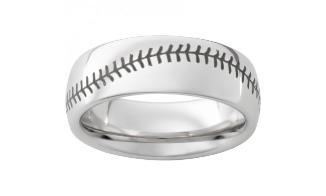 Serinium Domed Band with Baseball Laser Engraving