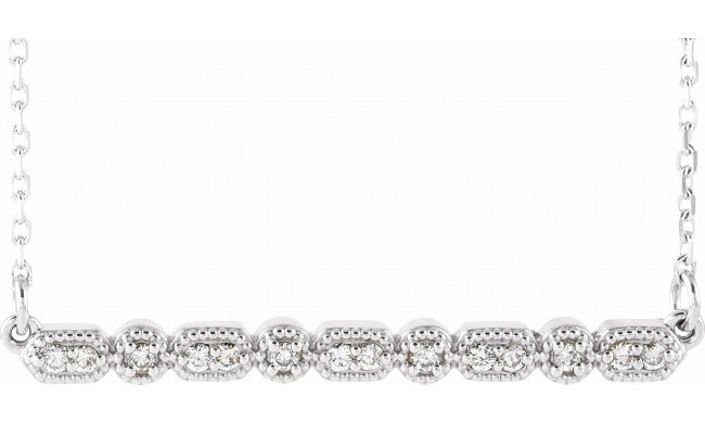 14K White 1/10 CTW Diamond Milgrain Bar 16-18 Necklace