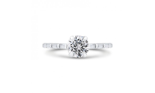 Shah Luxury 14K White Gold Round Cut Diamond Solitaire Plus Engagement Ring (Semi-Mount)