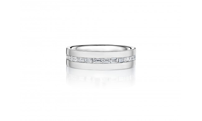 Henri Daussi 6mm Men's Wedding Band MB134 18k Gold White 0.69 Ctw.