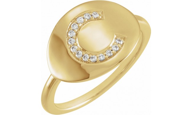 14K Yellow Initial C .08 CTW Diamond Ring