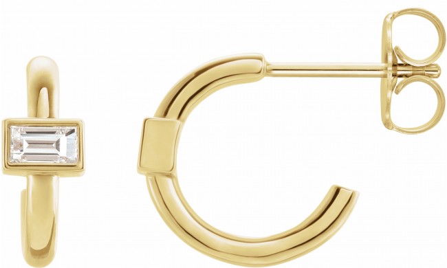 14K Yellow 1/5 CTW Diamond J-Hoop Earrings