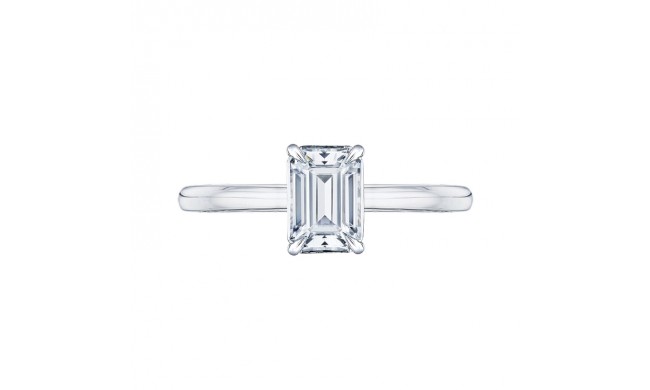 Shah Luxury 14K White Gold Emerald Cut Diamond Solitaire Engagement Ring (Semi-Mount)