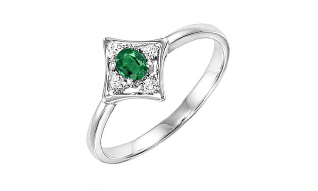 Gems One 14Kt White Gold Diamond (1/20Ctw) & Emerald (1/8 Ctw) Ring