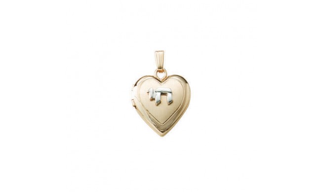 14K Two Tone Pantograph Chai Heart Child's Locket