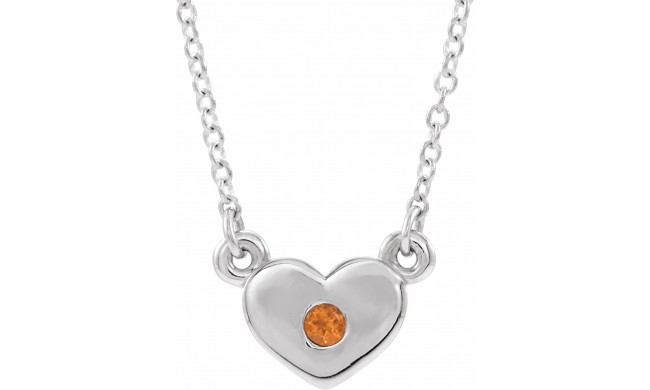 14K White Citrine Heart 16 Necklace