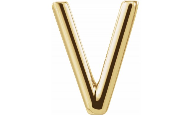 14K Yellow Single Initial V Earring