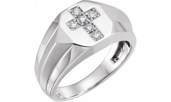 14K White 1/3 CTW Diamond Men's Ring