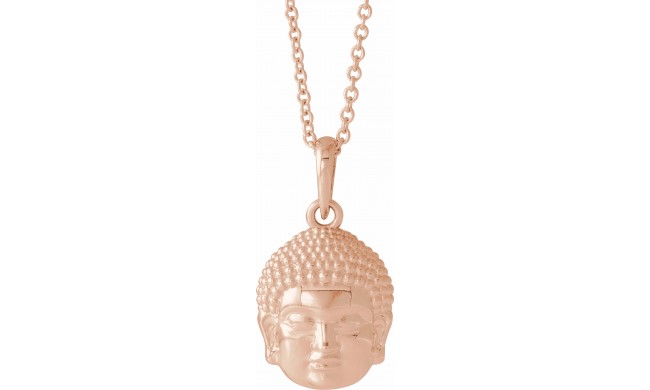 14K Rose 14.7x10.5 mm Meditation Buddha 16-18 Necklace