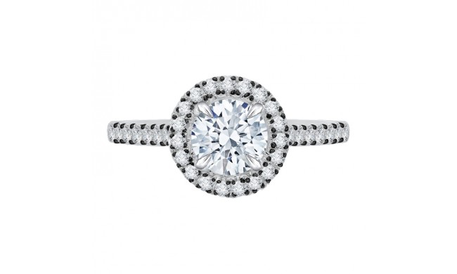 Shah Luxury 14K White Gold with Black Rhodium Tips Round Diamond Halo Engagement Ring (Semi-Mount)
