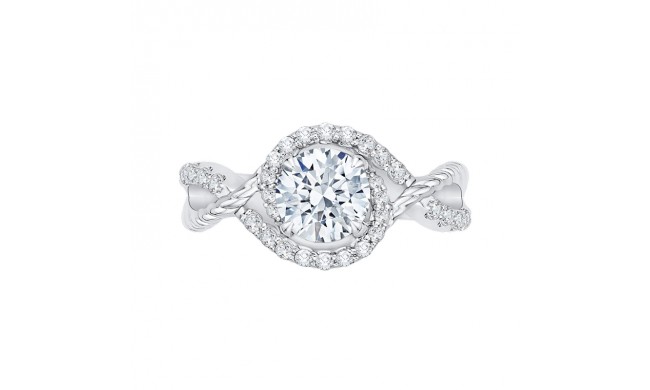 Shah Luxury 14K White Gold Round Diamond Engagement Ring (Semi-Mount)