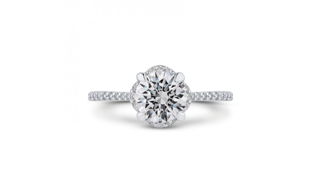 Shah Luxury 14K White Gold Round Diamond Engagement Ring (Semi-Mount)