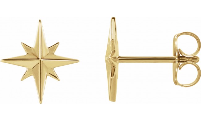 14K Yellow Star Earrings