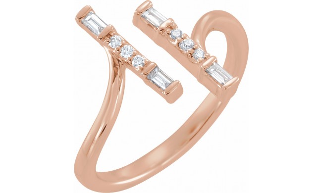 14K Rose 1/6 CTW Diamond Double Bar Ring