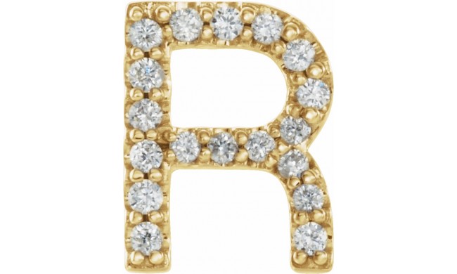 14K Yellow .06 CTW Diamond Single Initial R Earring