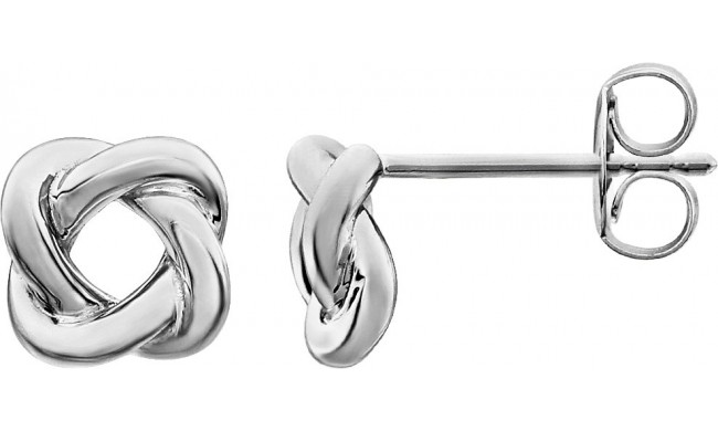 14K White 7x7 mm Knot Earrings