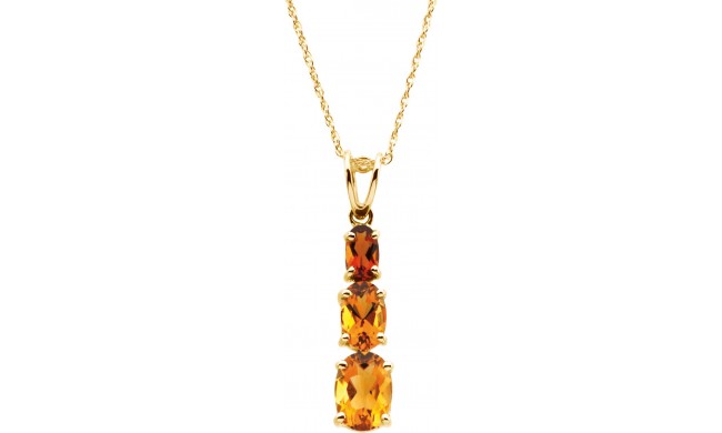 14K Yellow Three-Stone Citrine 18 Necklace