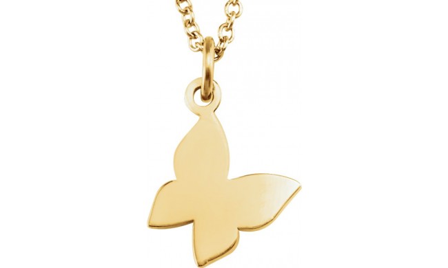 14K Yellow Tiny Poshu00ae Butterfly 16-18 Necklace