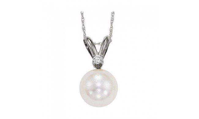 Gems One 14Kt White Gold Diamond (1/50Ctw) & Pearl (1/2 Ctw) Pendant