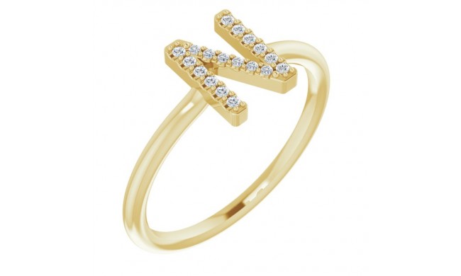 14K Yellow .08 CTW Diamond Initial N Ring