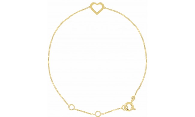 14K Yellow Heart Design 7 Bracelet