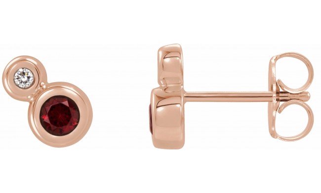 14K Rose Mozambique Garnet & .03 CTW Diamond Earrings