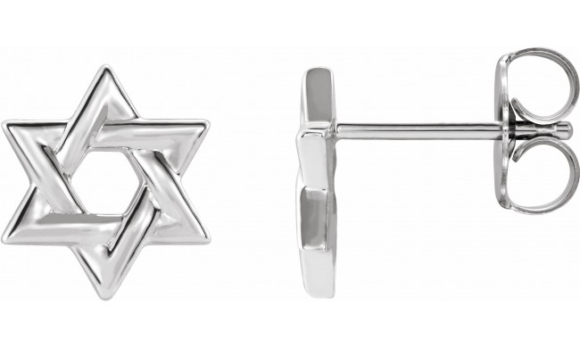 14K White Star of David Earrings