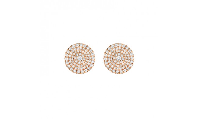 Henri Daussi 18k Rose Gold Diamond Stud Earrings