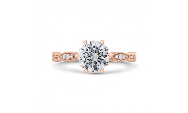 Shah Luxury 14K Rose Gold Round Cut Diamond Engagement Ring (Semi-Mount)