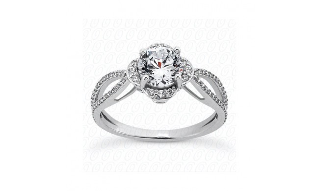 14k White Gold Diamond Semi-Mount Halo Engagement Ring