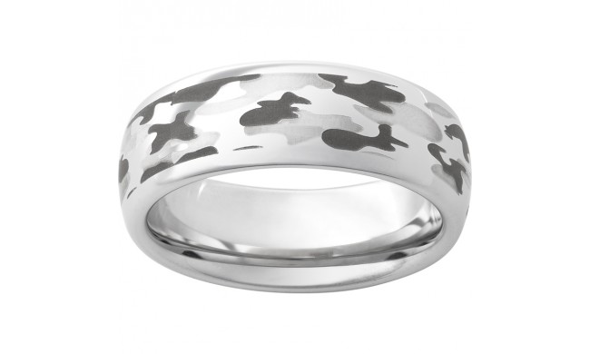 Serinium Domed Band with a 6mm Wide Camo Laser Engraving