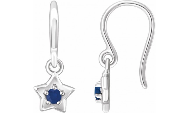14K White 3 mm Round September Youth Star Birthstone Earrings
