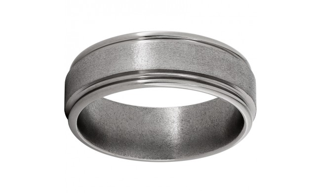 Titanium Rounded Edge Band with Stone Finish