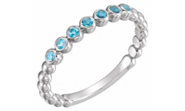 14K White Blue Zircon Stackable Ring