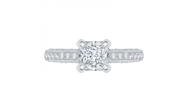 Shah Luxury Princess Cut Diamond Floral Engagement Ring In 14K White Gold (Semi-Mount)