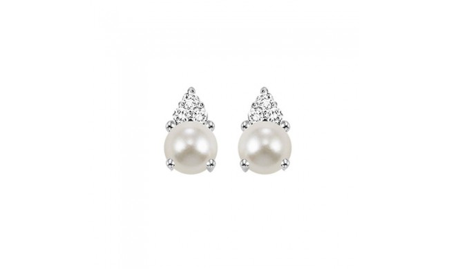 Gems One 10Kt White Gold Diamond (1/20Ctw) & Pearl (7/8 Ctw) Earring