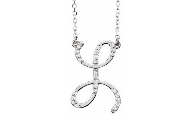 14K White 1/10 CTW Diamond Initial L 16 Necklace