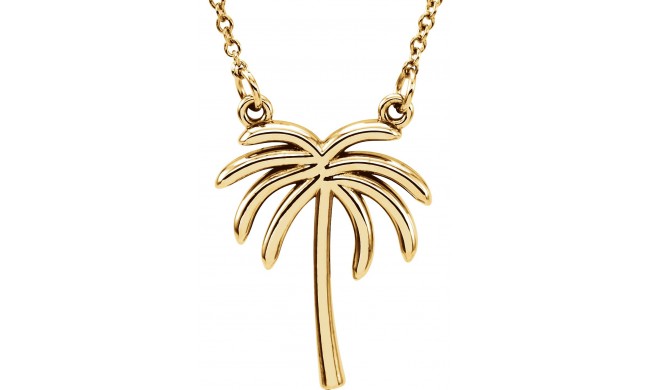 14K Yellow Palm Tree 16 1/2 Necklace