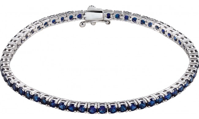 14K White Lab-Grown Blue Sapphire Line 7.25 Bracelet