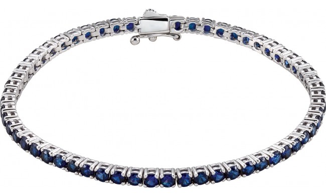 14K White Lab-Grown Blue Sapphire Line 7.25 Bracelet