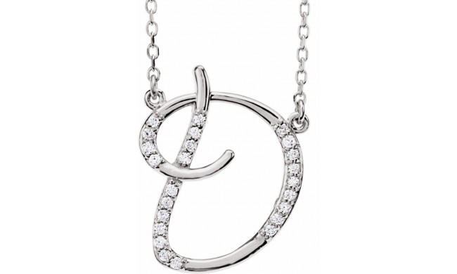 14K White 1/10 CTW Diamond Initial D 16 Necklace