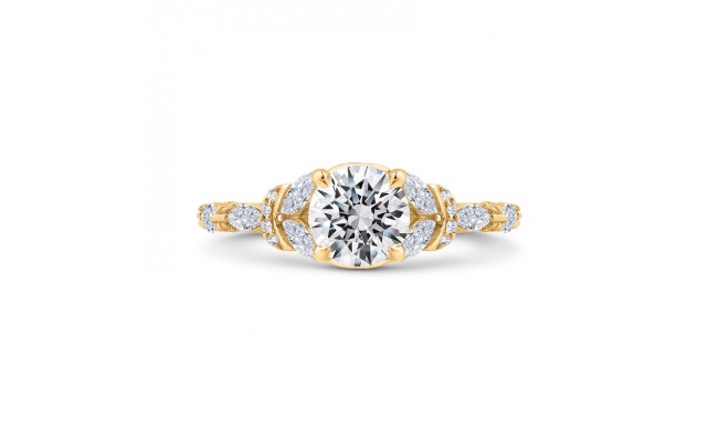 Shah Luxury 14K Yellow Gold Split Shank Round Diamond Engagement Ring (Semi-Mount)