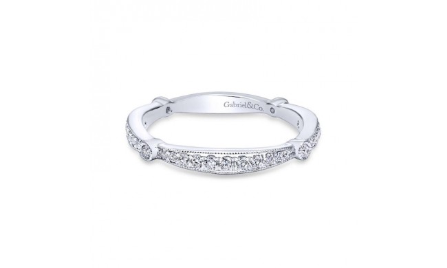 Gabriel & Co. 14k White Gold Victorian Diamond Wedding Band