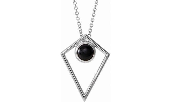 14K White Onyx Cabochon Pyramid 16-18 Necklace